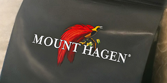 Kaffeeverpackung mit Mount Hagen Logo