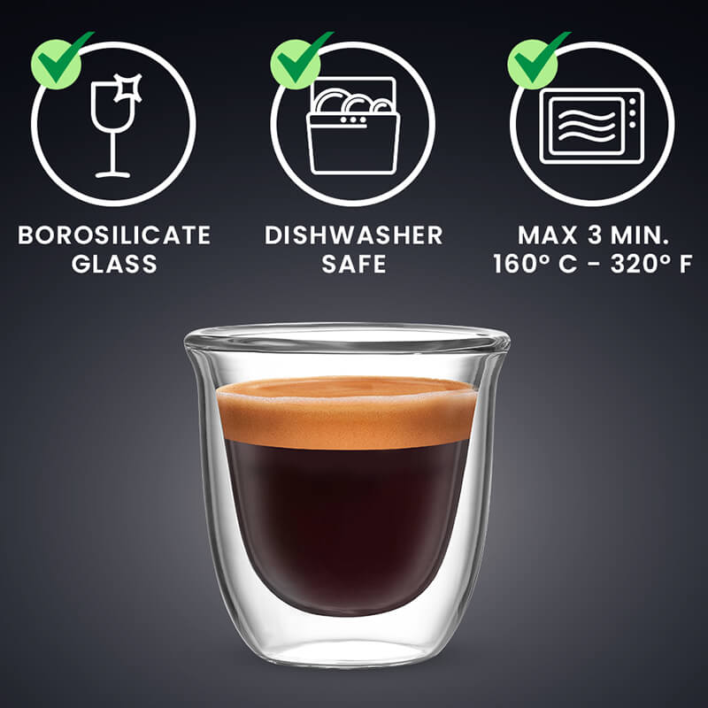 Espresso Cups Shot Glass Coffee 6.8 oz Set of 2 - Double Wall
